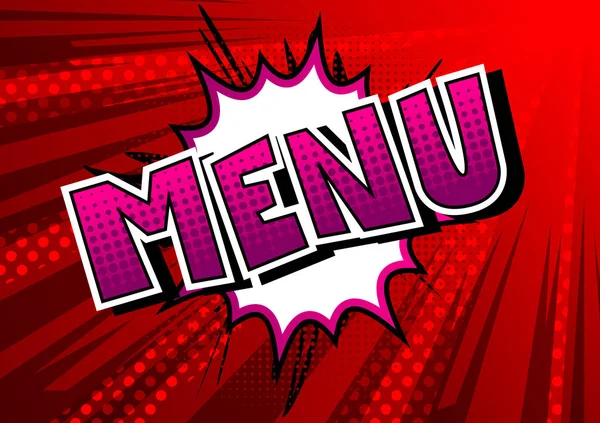 Menu Vektor Illustrierte Phrase Comic Stil — Stockvektor