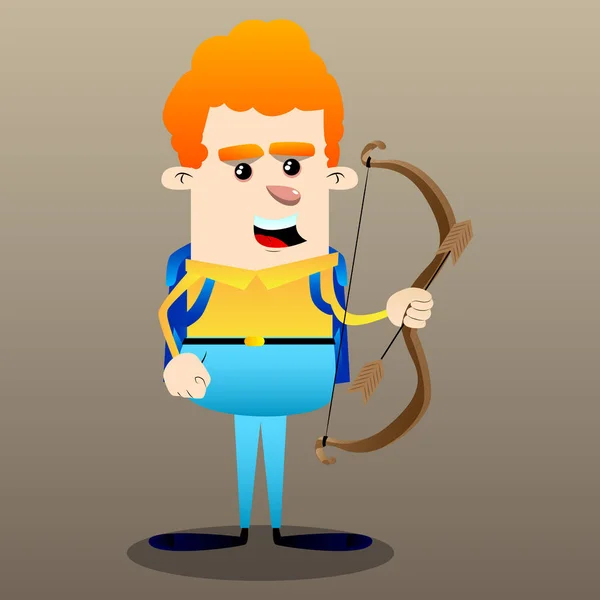 Schoolboy Bow Arrow Vector Cartoon Character Illustration — Stock Vector