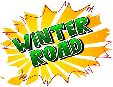Kış Road - vektör komik kitap tarzı ifade gösterilmektedir..