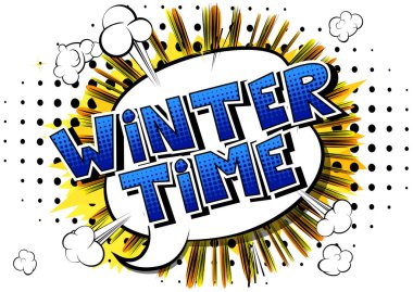 Kış saati - vektör resimli çizgi roman tarzı ifade.