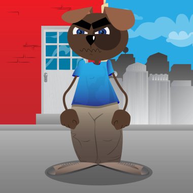 Komik karikatür köpek ayakta. Vektör çizim.