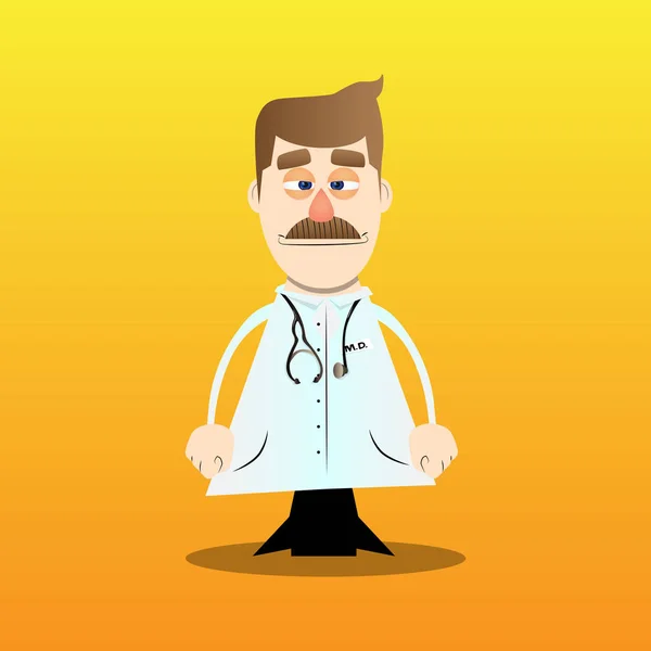 Funny Cartoon Doctor Standing Vector Illustration — Stock Vector