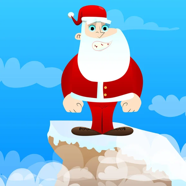 Santa Claus His Red Clothes White Beard Standing Vector Cartoon — Stock Vector