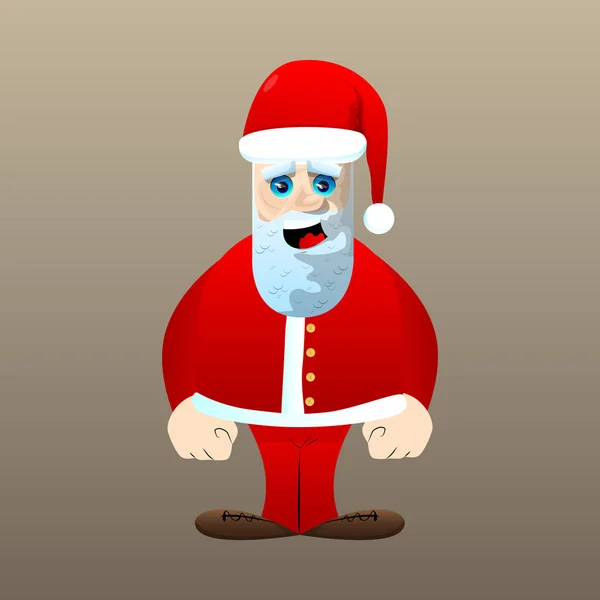 圣诞老人在他的红色衣服与白胡子站立 向量动画片字符例证 — 图库矢量图片