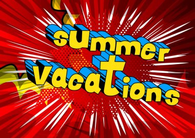 Yaz tatili - vektör resimli çizgi roman tarzı ifade.