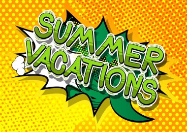 Yaz tatili - vektör resimli çizgi roman tarzı ifade.