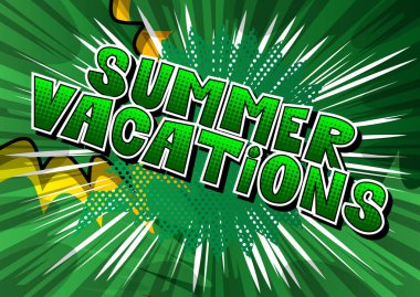 Yaz tatili - vektör resimli çizgi roman tarzı ifade.