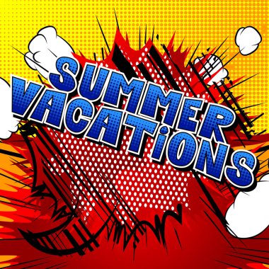 Yaz tatili - vektör resimli çizgi roman tarzı ifade.