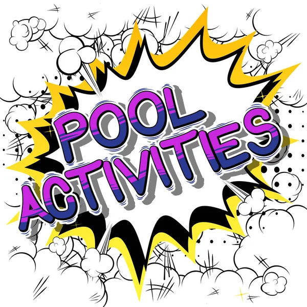 Pool Activities Frase Stile Fumetto Illustrata Vettoriale — Vettoriale Stock