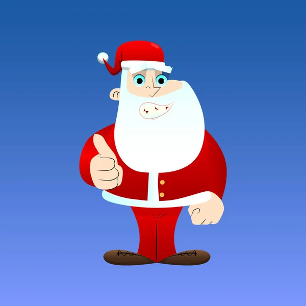 Santa Claus Ropa Roja Con Barba Blanca Haciendo Pulgares Hacia — Vector de stock