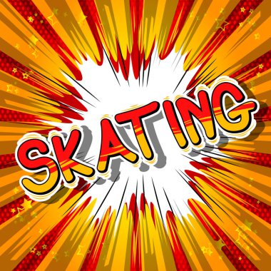 Buz pateni - vektör resimli çizgi roman tarzı ifade.