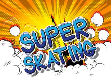 Sürat pateni - vektör resimli çizgi roman tarzı ifade.