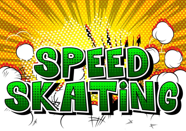 スピード スケート ベクトル イラスト コミック スタイル フレーズ — ストックベクタ