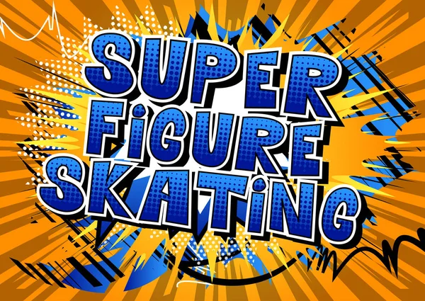 Super Figure Skating Wektor Ilustrowany Komiks Stylu Frazy — Wektor stockowy