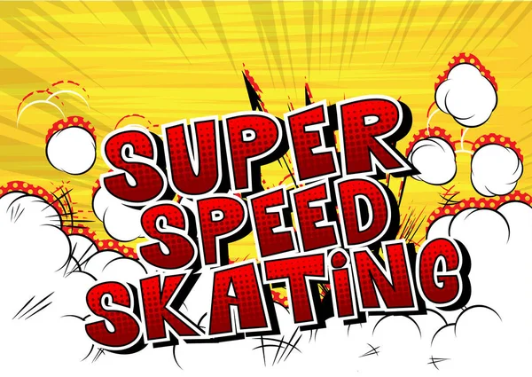 Super Speed Skating Wektor Ilustrowany Komiks Stylu Frazy — Wektor stockowy