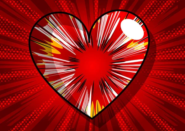 Vetor Ilustrado Coração Estilo Quadrinhos Símbolo Amor Abstrato Ícone Sinal — Vetor de Stock