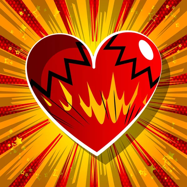 Vetor Ilustrado Coração Estilo Quadrinhos Símbolo Amor Abstrato Ícone Sinal — Vetor de Stock