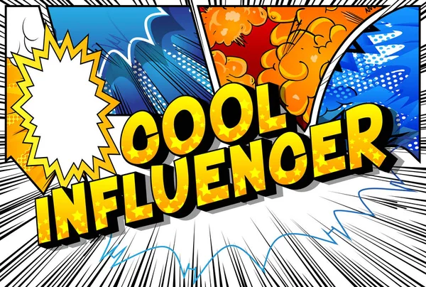 Cool Influencer Vector Ilustrado Cómic Estilo Frase Sobre Fondo Abstracto — Archivo Imágenes Vectoriales