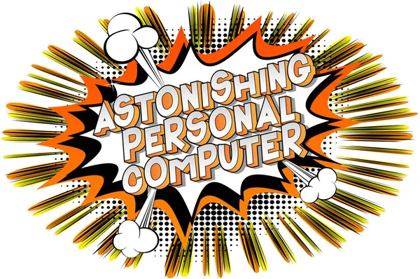 Erstaunliche Personal Computer Vektor Illustrierte Comic Stil Phrase Auf Abstraktem — Stockvektor