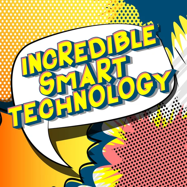 Incredibile Smart Technology Vector Illustrato Frase Stile Fumetto Sfondo Astratto — Vettoriale Stock