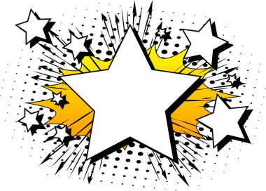 Vektör retro çizgi roman arka plan büyük boş yıldız, pop sanat vintage tarzı zemin ile resimli.