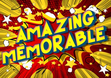 Şaşırtıcı Memorable - vektör resimli çizgi roman tarzı ifade arka plan üzerinde.