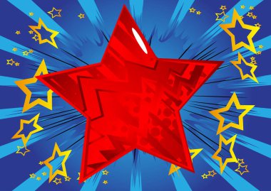 Vektör retro arka plan büyük yıldız ile çizgi roman etkisi, pop sanat vintage tarzı zemin dolu ile resimli.