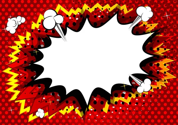 Vector Illustrated Retro Comic Book Background Big Blank Explosion Bubble — Stock Vector