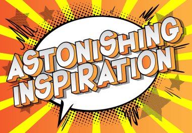 Şaşırtıcı ilham - vektör resimli çizgi roman tarzı ifade arka plan üzerinde.