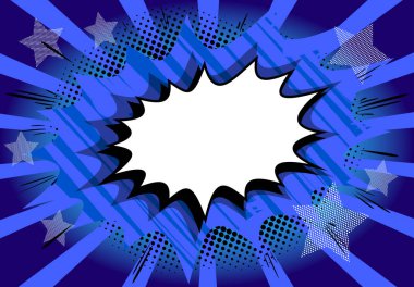 Büyük boş patlama baloncuğu, pop sanat klasiği arka planı olan vektör resimli retro çizgi roman arkaplanı.