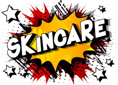 Cilt Bakımı - vektör resimli çizgi roman tarzı ifade arka plan üzerinde.