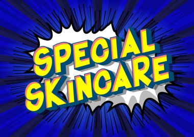 Özel Cilt Bakımı - vektör resimli çizgi roman tarzı ifade arka plan üzerinde.