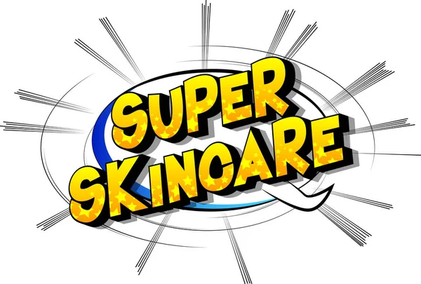 Super Skincare Vector Ilustrado Estilo Quadrinhos Frase Fundo Abstrato — Vetor de Stock