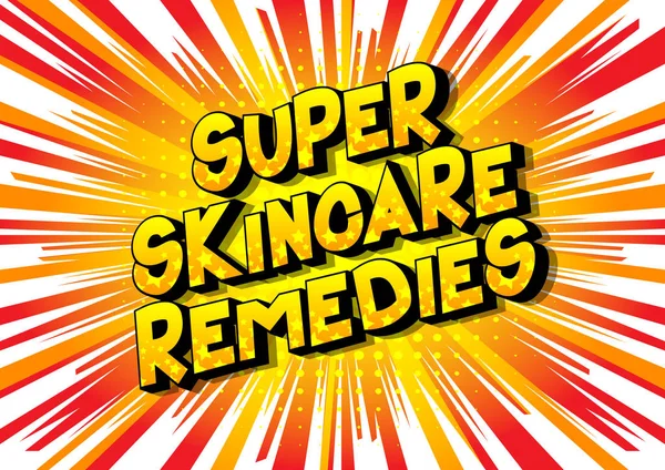 Remédios Super Skincare Vector Ilustrado Frase Estilo Quadrinhos Fundo Abstrato — Vetor de Stock