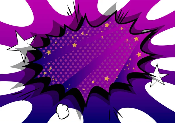 矢量图文并茂的漫画书背景与大紫色爆炸泡沫 流行艺术复古风格的背景 — 图库矢量图片