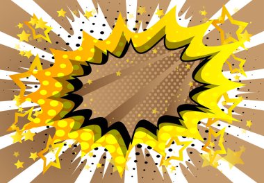 Vector Illustrated retro çizgi roman arka planı ile büyük kahverengi patlama balonu, pop sanat klasiği arka planı.