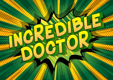 İnanılmaz Doktor - vektör resimli çizgi roman tarzı ifade arka plan üzerinde.