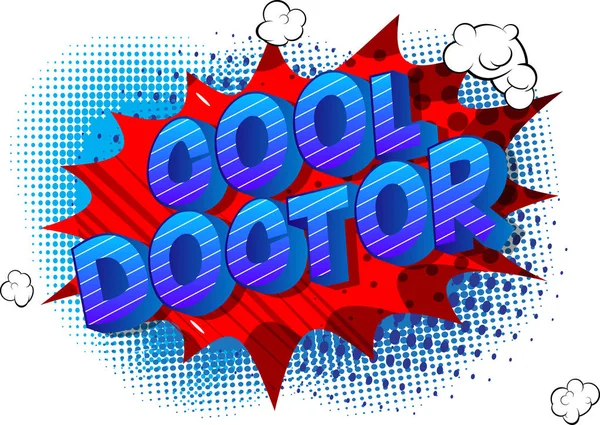 Cool Doctor Vector Ilustrado Cómic Estilo Frase Sobre Fondo Abstracto — Vector de stock