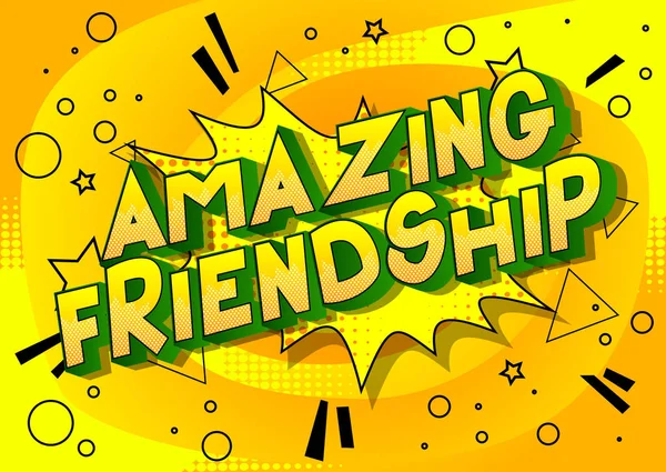 Amazing Friendship Vector Mengilustrasikan Frasa Gaya Buku Komik Pada Latar - Stok Vektor