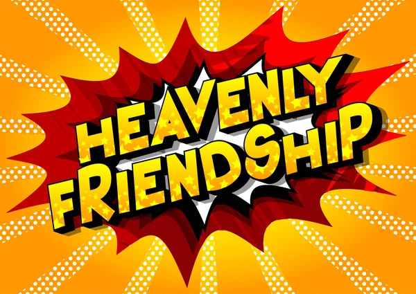 Heavenly Friendship Vector Mengilustrasikan Frasa Gaya Buku Komik Pada Latar - Stok Vektor