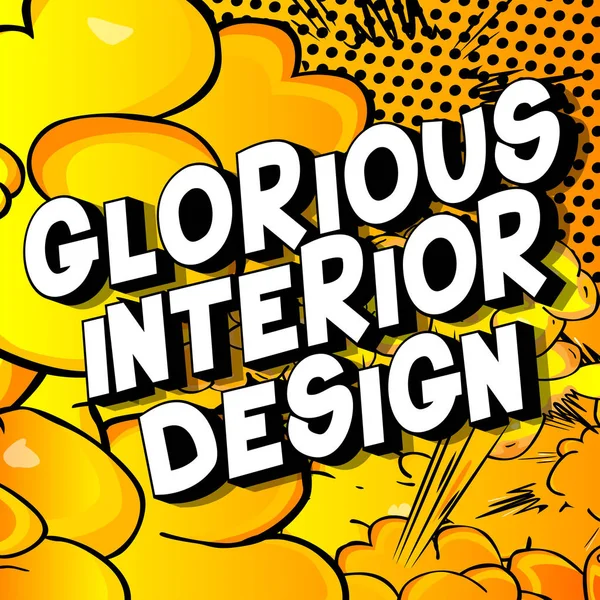 Glorieuze Interieurinrichting Vector Geïllustreerd Comic Book Stijl Zinsdeel Abstracte Achtergrond — Stockvector