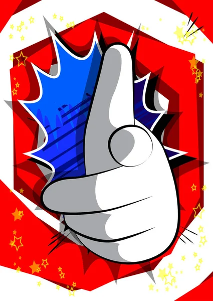 Vector Cartoon Hand Wijzend Kijker Geïllustreerde Hand Expressie Gebaar Stripboek — Stockvector