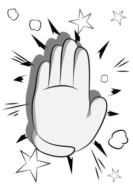 Gösterilen vektör karikatür el inkar ya da jest reddetme. El gösterildiği gibi çizgi roman arka plan üzerinde oturum.