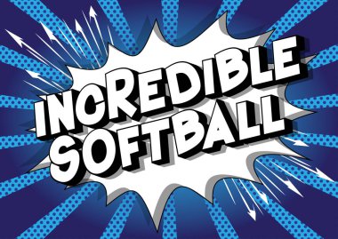 İnanılmaz Softball - vektör resimli çizgi roman tarzı ifade arka plan üzerinde.