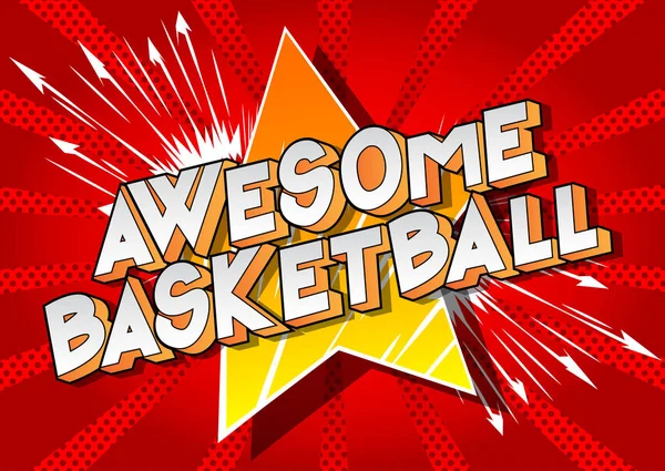 Awesome Basketball Vector Illustrated Comic Book Style Phrase Abstract Background — Stock Vector