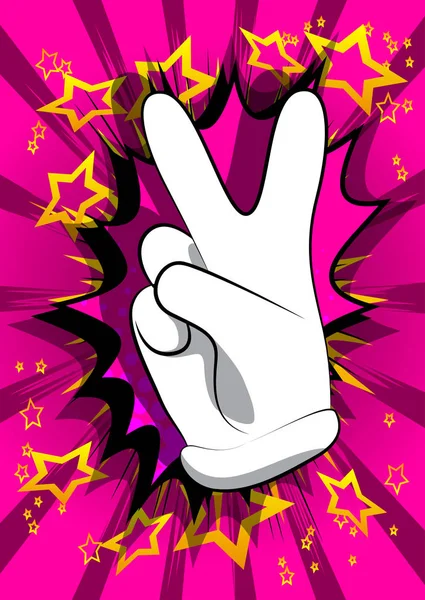 Vektor Cartoon Hand Mit Dem Zeichen Illustriertes Handzeichen Auf Comic — Stockvektor