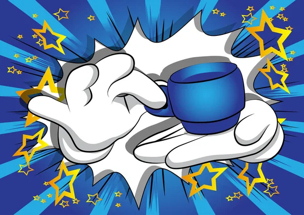 Mani Dei Cartoni Animati Vettoriali Che Tengono Una Tazza Caffè — Vettoriale Stock