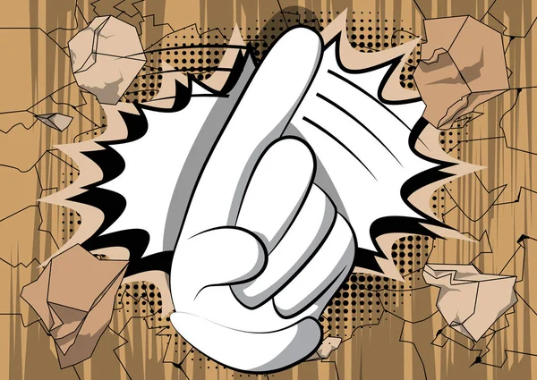 Desenhos Animados Vetoriais Dizendo Não Com Dedo Sinal Mão Ilustrado — Vetor de Stock