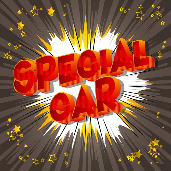 Özel araba - vektör resimli çizgi roman tarzı ifade arka plan üzerinde.