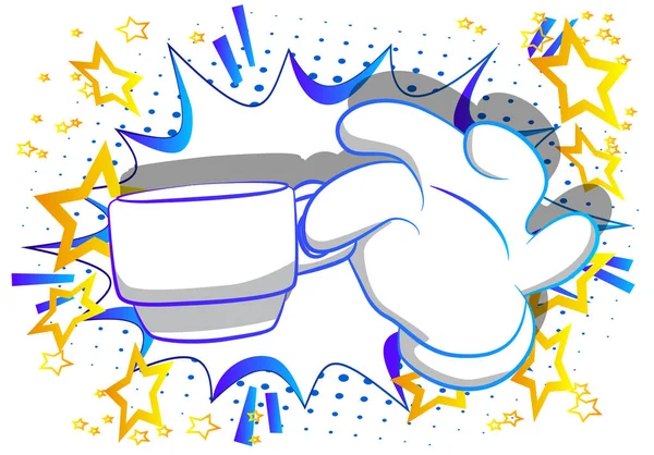 Main Dessin Animé Vectoriel Tenant Une Tasse Café Geste Main — Image vectorielle
